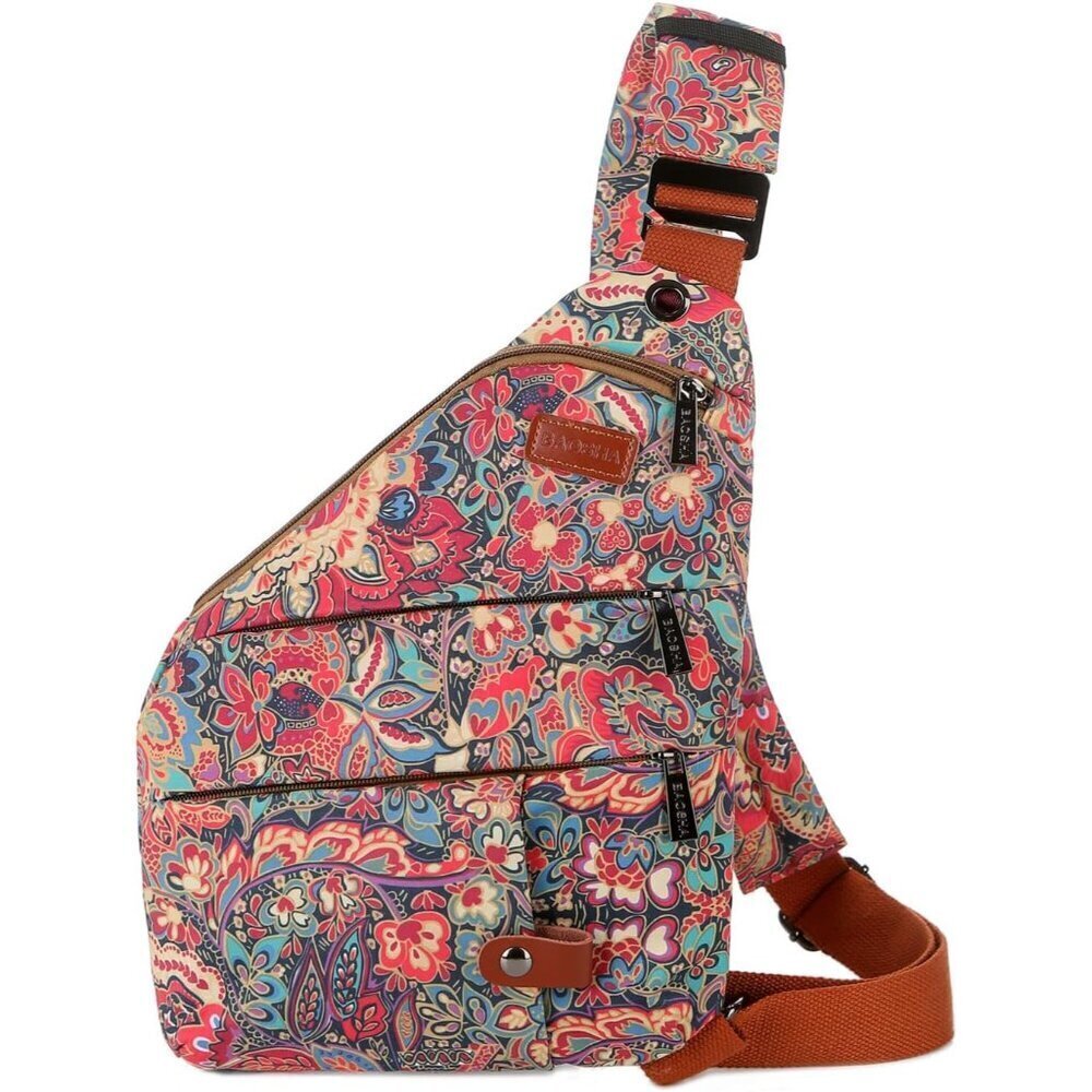 Women's Floral Polyester Small Sling Bag Crossbody Wallet Phone Pouch